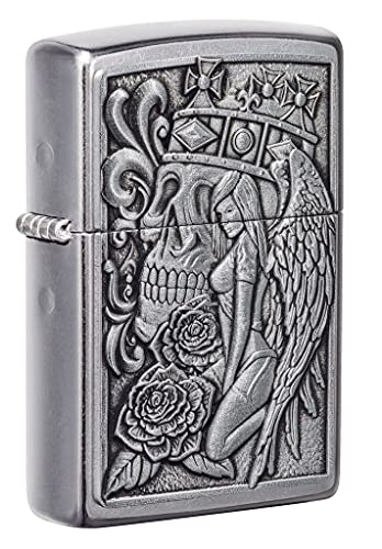 Zippo Lighter- Personalized Message for Skull and Angel Emblem Design #49442