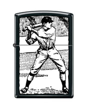 Load image into Gallery viewer, Zippo Lighter-Bw Baseball Player Black Matte Windproof Lighter #Z5433
