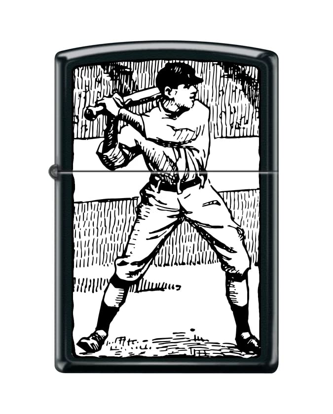 Zippo Lighter-Bw Baseball Player Black Matte Windproof Lighter #Z5433