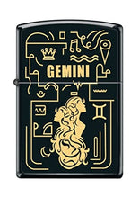 Load image into Gallery viewer, Zippo Lighter- Personalized Message Engrave for Gemini Zodiac Black Matte #Z5302
