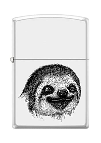 Zippo Lighter- Personalized Message for Sloth Face Cute White Matte #Z5248