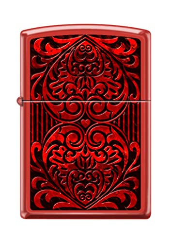 Zippo Lighter-Personalized Engrave for Double Hearts Pattern Red Red Matte Z5070