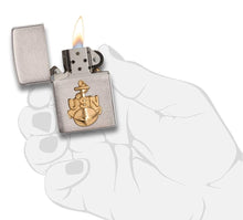 Load image into Gallery viewer, Zippo Lighter- Personalized Message Engrave for Navy Brushed Chrome #280ANC
