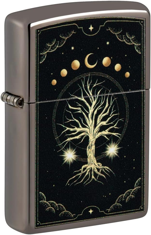 Zippo Lighter - Customized Message Tree of Life Mystic Nature - Black Ice 48636