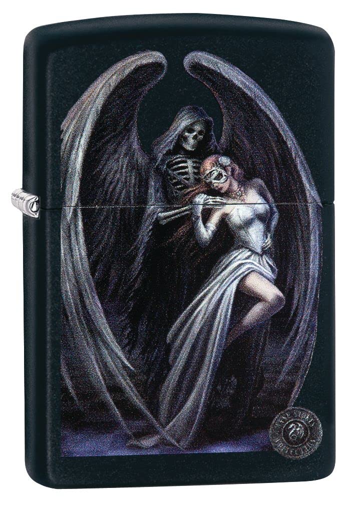 Zippo Lighter - Personalized Message Engraved on Backside for Fire Fighter Windproof Lighter (Angel Wings Death Women Z5054)
