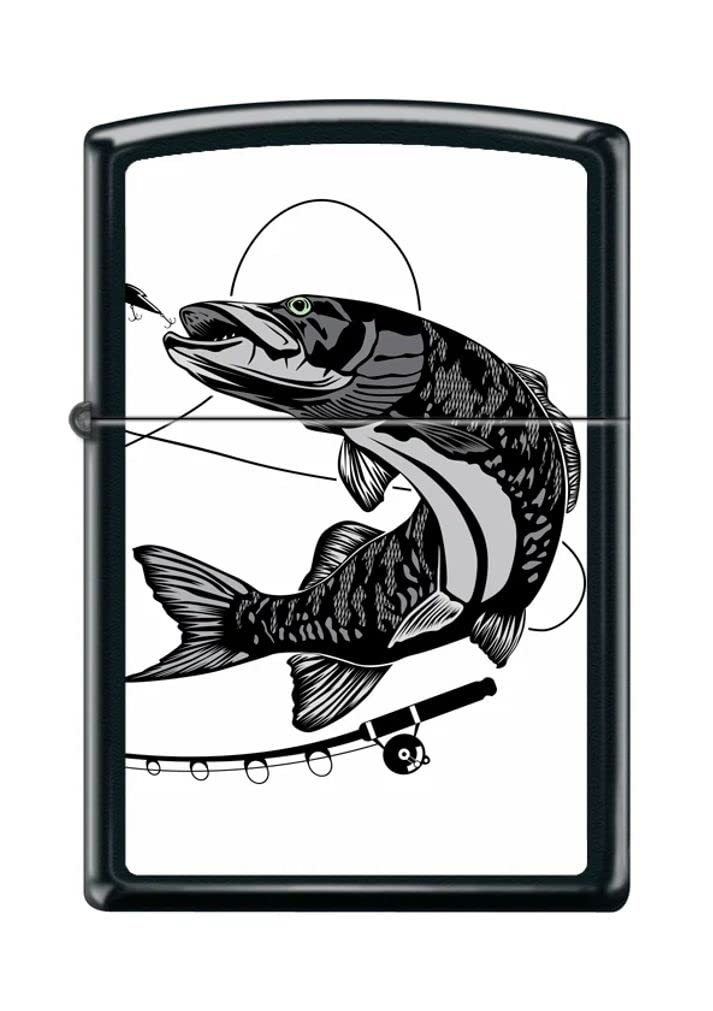 Zippo Lighter- Personalized Message Engrave for Fishing Lures Black Matte #Z5273