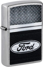 Load image into Gallery viewer, Zippo Ford Logo Diamond Plate Metal Design Street Chrome Pocket Lighter
