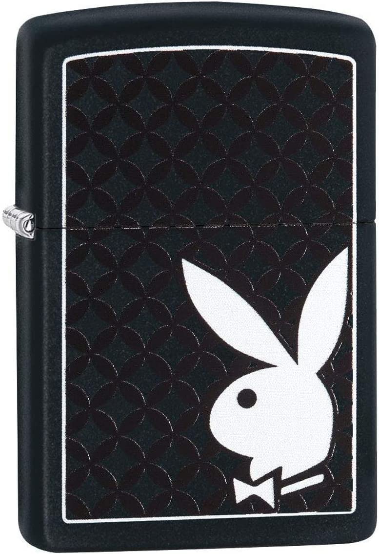 Zippo Lighter - Personalized Customize Message Engrave on Backside for Playboy Bunny (Black 29578)