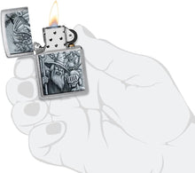 Load image into Gallery viewer, Zippo - Customized Message on Mystical Beings Brushed Chrome Pocket 46579
