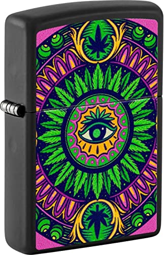 Zippo Lighter- Personalized Engrave for Leaf Designs Black Light Leaf 48583