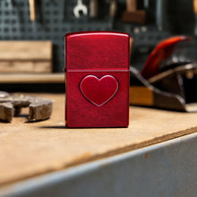 Load image into Gallery viewer, Zippo Lighter - Customized Message on Stamped Heart Candy Apple Pocket 46588
