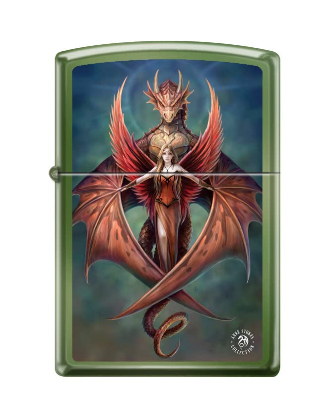 Zippo Lighter -for Anne Stokes Dragons Fairy Feathers Wings Red Dragons #Z5351