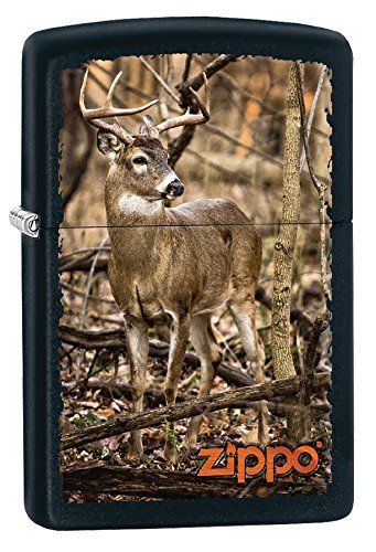 Zippo Lighter- Personalized Engrave Buck Deer Outdoor Black Matte Z397