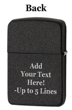 Load image into Gallery viewer, Zippo Lighter - Customized Message on 1941 Replica Black Crackle® Pocket 46567
