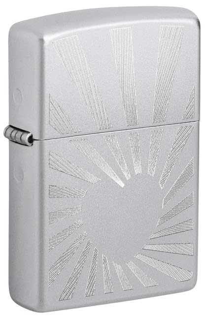 Zippo Lighter - Custom Engraved with Your Message - Love Radiates Design, Engraved - Satin Chrome 46480
