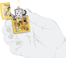 Load image into Gallery viewer, Zippo Lighter- Personalized Custom Message Engraved on Scrapbook Bird Design Sunflower Pocket Lighter 46580
