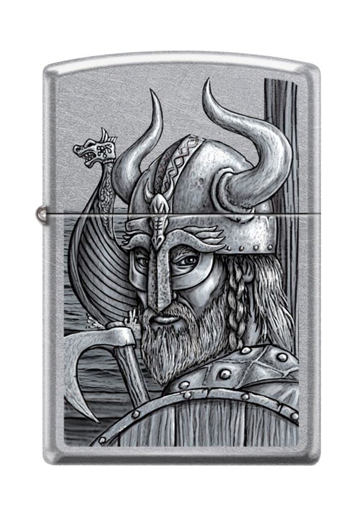 Zippo Lighter- Personalized Message for Viking Helmet Axe Street Chrome #Z5137
