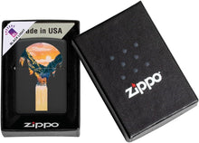 Load image into Gallery viewer, Zippo - Customized Message on Mountain Scene, Black Light - Black Matte 48676
