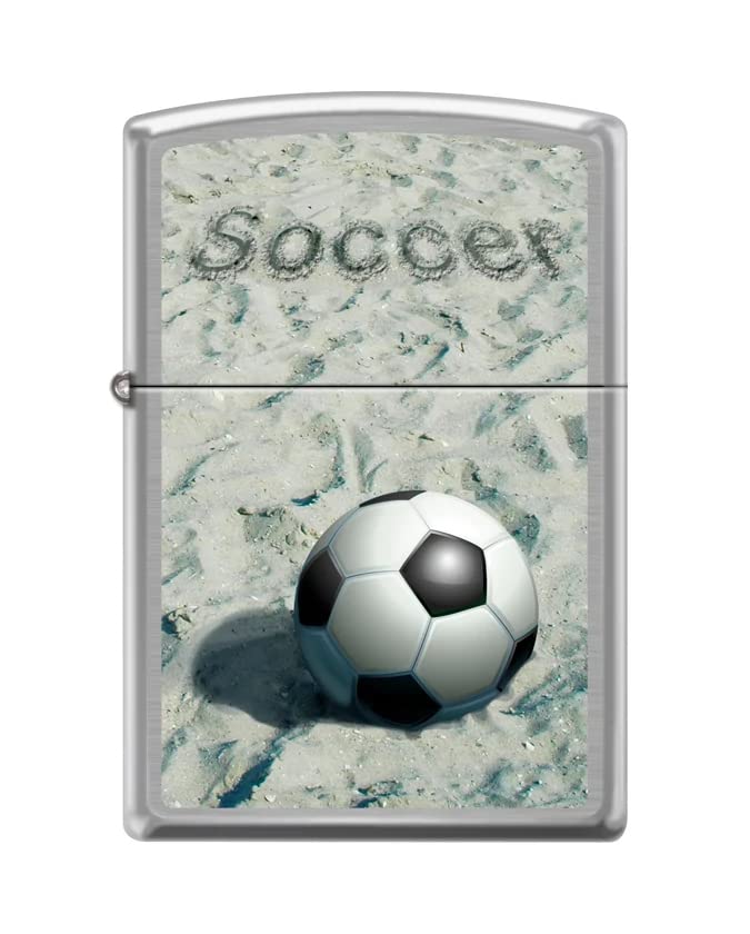 Zippo Lighter-Soccer Ball in The Sand Brushed Chrome Windproof Lighter #Z5415