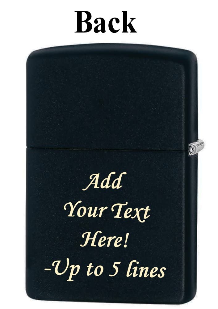 Zippo Lighter- Custom Message Engraved on Fairy with Weed Leaf Black Matte 46576