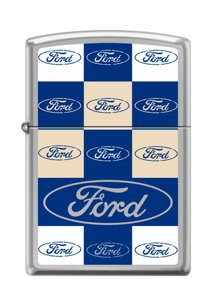 Zippo Lighter - Personalized Custom Message Engraved on Backside for Ford Logo Script Pattern High Polish Chrome #Z5010