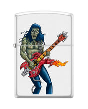 Load image into Gallery viewer, Zippo Lighter - Personalized Message Engraved on Backside Zombie Design Windproof Lighter (Zombie Rocker Guitar #Z6038)
