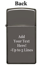 Load image into Gallery viewer, Zippo Lighter - Personalized Customize Message Engrave on Backside for Zippo Brand Design Logo Lighter (Slim Artwork 1950s 48396)
