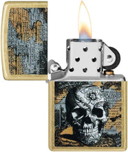 Load image into Gallery viewer, Zippo Lighter - Customized Message on Floral Skull Street Brass Pocket 46577
