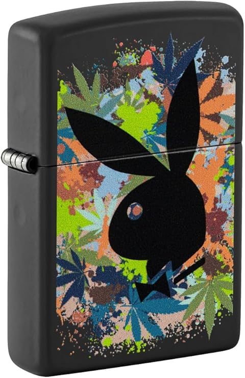 Zippo - Customized Message on Playboy Rabbit Head Silhouette Black Matte 46222