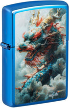 Load image into Gallery viewer, Zippo - Customized Message on Mazzi® Dragon High Polish Blue Pocket 46686
