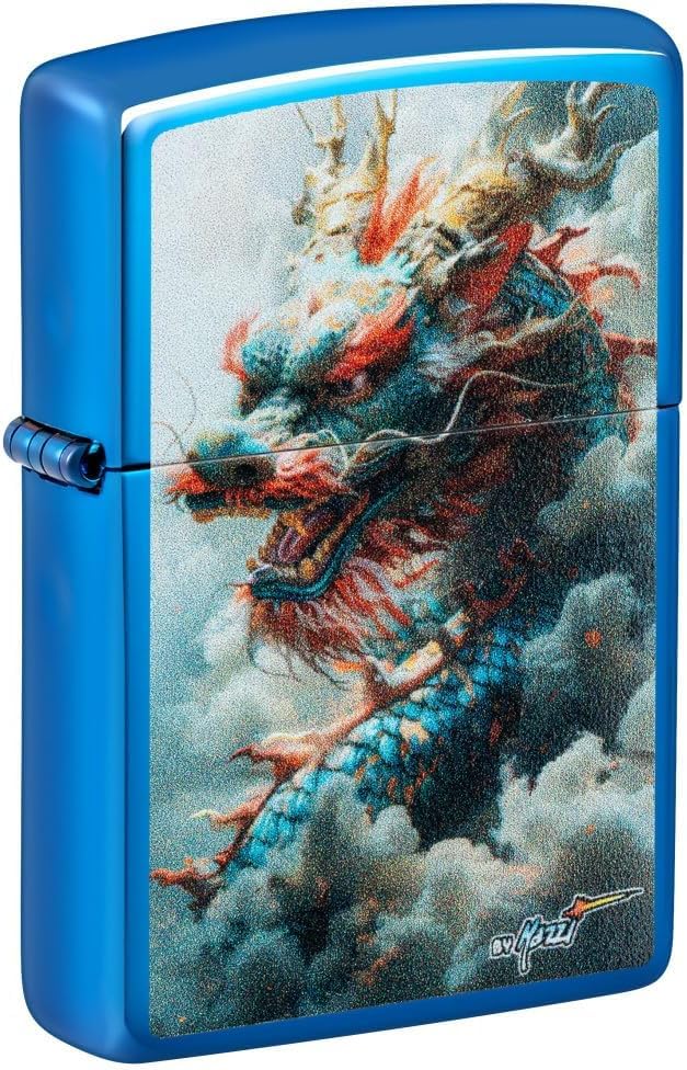 Zippo - Customized Message on Mazzi® Dragon High Polish Blue Pocket 46686
