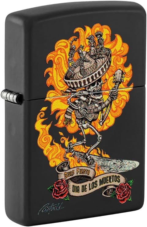Zippo - Customized Message for Rick Rietveld Day of The Dead - Black Matte 48954
