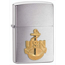 Load image into Gallery viewer, Zippo Lighter- Personalized Message Engrave for Navy Brushed Chrome #280ANC
