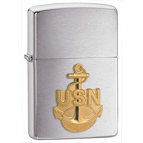 Zippo Lighter- Personalized Message Engrave for Navy Brushed Chrome #280ANC