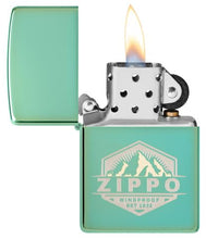 Load image into Gallery viewer, Zippo Lighter - Custom Engraved with Your Message for Badge Design High Polish Green Pocket Lighter 46293
