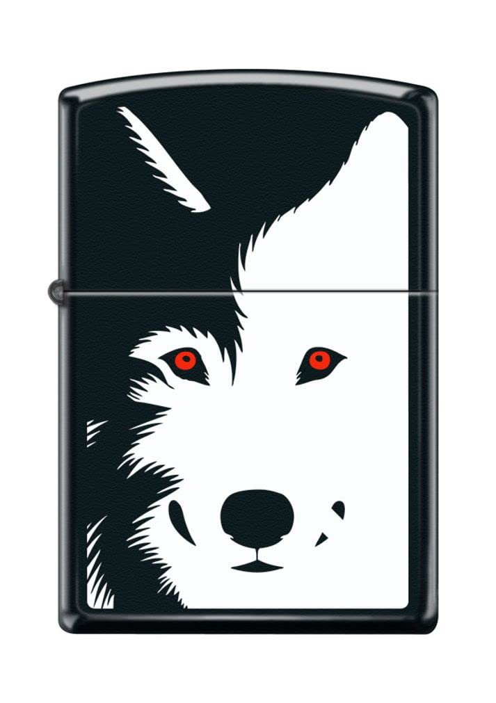 Zippo Lighter- Wolf Design Windproof Lighter (Wolf Red Eyes Z5145)