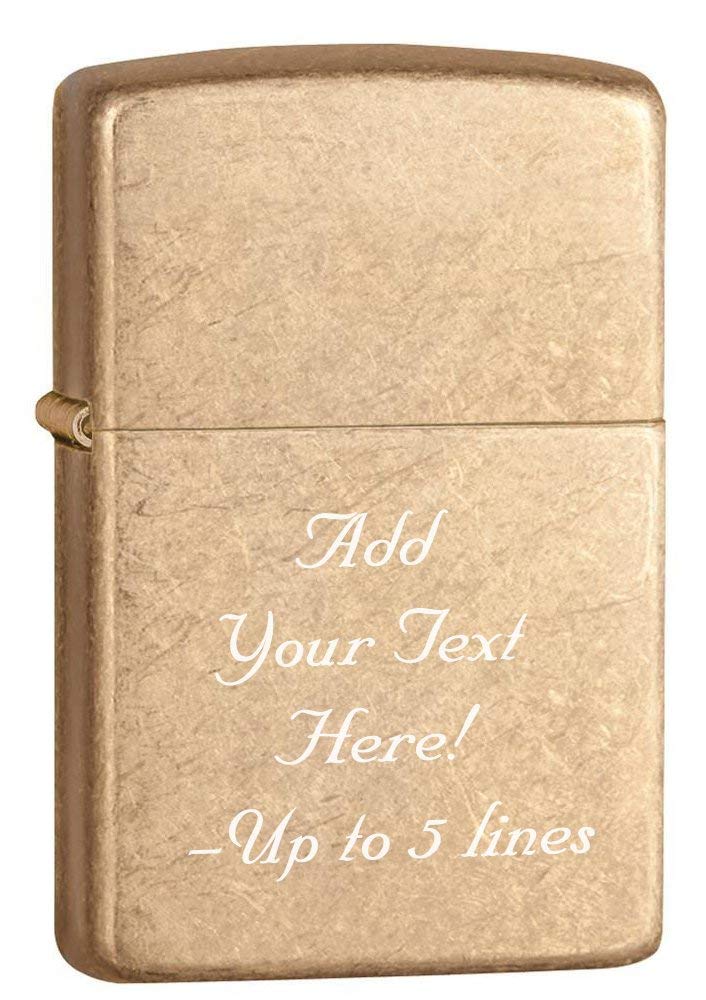 Zippo Lighter - Personalized Custom Message Engrave on Brass Windproof Lighter Tumbled Brass Armor 28496