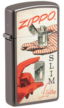 Load image into Gallery viewer, Zippo Lighter - Personalized Customize Message Engrave on Backside for Zippo Brand Design Logo Lighter (Slim Artwork 1950s 48396)
