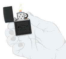 Load image into Gallery viewer, Zippo Lighter - Custom Engraved with Your Message for Chevrolet Bowtie Design Black Matte Pocket Lighter 46228

