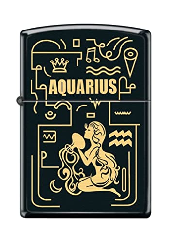 Zippo Lighter- Personalized Message for Aquarius Zodiac Black Matte #Z5298