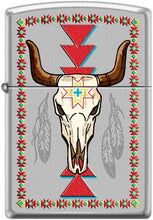 Load image into Gallery viewer, Zippo Lighter- Personalized Engrave Longhorn and Feathers Satin Chrome #Z5492
