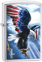 Load image into Gallery viewer, Zippo Lighter- Personalized Engrave Americana Eagle USA Flag Brush Chrome Z502
