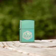 Load image into Gallery viewer, Zippo Lighter - Custom Engraved with Your Message for Badge Design High Polish Green Pocket Lighter 46293
