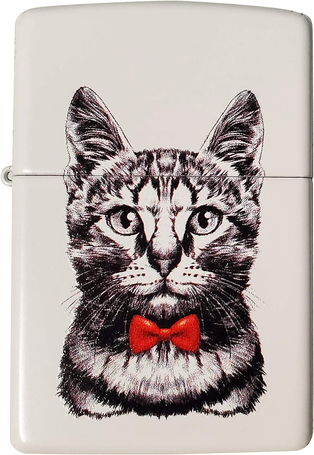 Zippo Lighter-Personalized Custom Message Engraved on Backside Cool Cat Bow Kitten Puddy Windproof Lighter (Bow Kitten #Z5494)