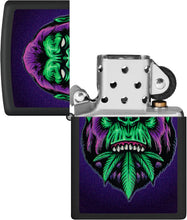 Load image into Gallery viewer, Zippo Black Light Cannabis Gorilla Design Black Matte Pocket Lighter
