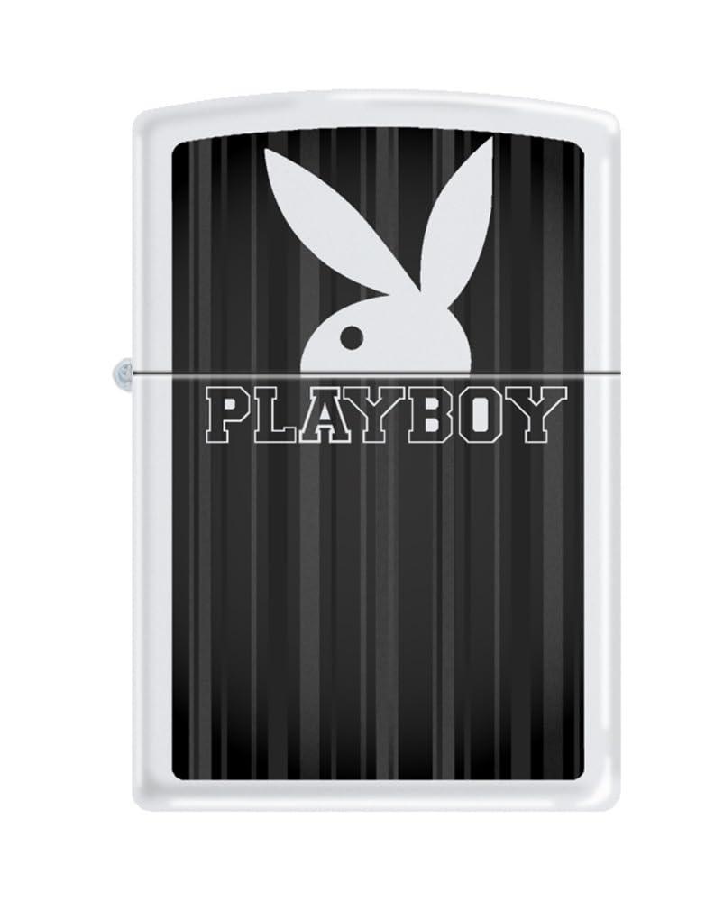 Zippo Lighter - Personalized Customize Message Engrave on Backside for Playboy Bunny (Bunny Rabbit Head Pinstripes Z5556)
