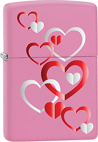 Zippo Lighter- Personalized Engrave on Heart Design Pink Matte #Z548