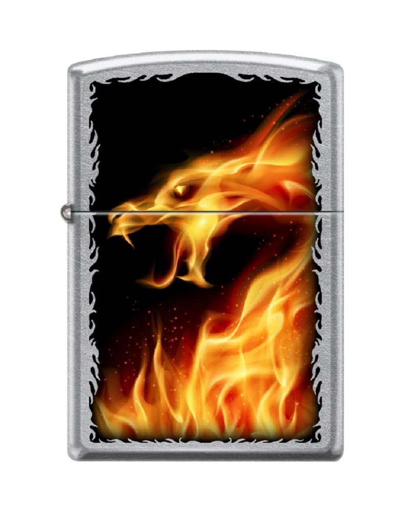 Zippo Lighter-Fire Dragon Street Chrome Windproof Lighter #Z5529
