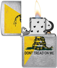 Load image into Gallery viewer, Zippo Customized Message Dont Tread on Me, Gadsden Flag - Brushed Chrome 48118
