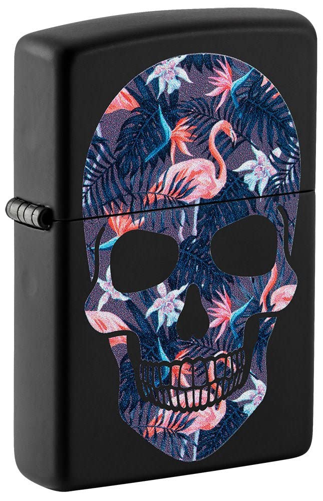 Zippo Lighter - Personalized Customize Message Engrave on Backside for Skull Emblem Design Part1 (Flamingos Skull #49771)